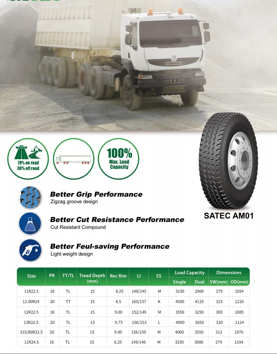 SATEC AM01 commercial tyre and tread